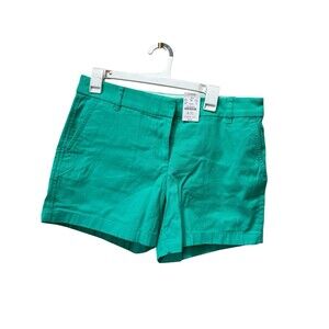 J.CREW Classic Chino Short 5" Women's 10 Green Flat Front Mid-Rise Cotton Pocket